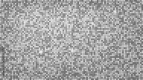 Fototapeta Abstract background silver mosaic. Background foil metallic texture. Festive vector illustration. Mirror mosaic vector illustration. Banner element. Party backdrop. Christmas banner. Disco decoration.