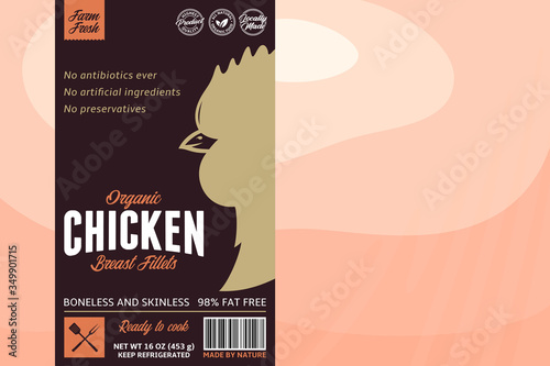 Vector chicken label design. Chicken icon. Breast fillet background