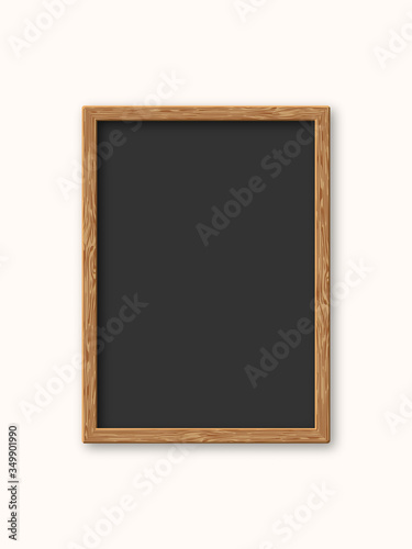 Realistic wood picture frame isolated on white background. Frame for your presentations.