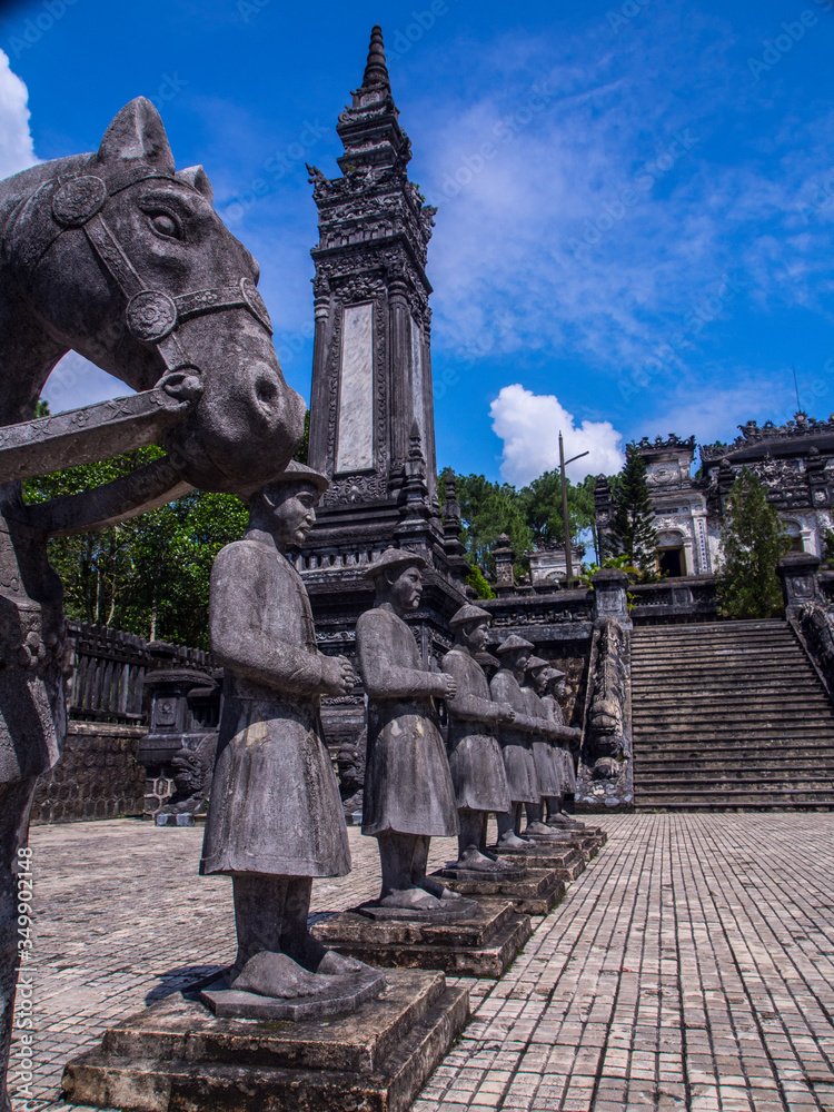 View on Old Sculptures in Hue, Vietnam, Asia