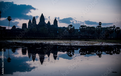 Panorama View on Angkor Wat with lake , Siem Reap, Cambodia, Asia