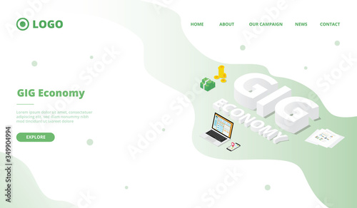 GIG Economy campaign concept for website template landing or home page website.modern flat cartoon style