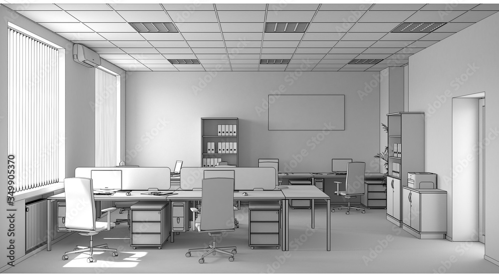 office, interior visualization, 3D illustration office, interior visualization, 3D illustration