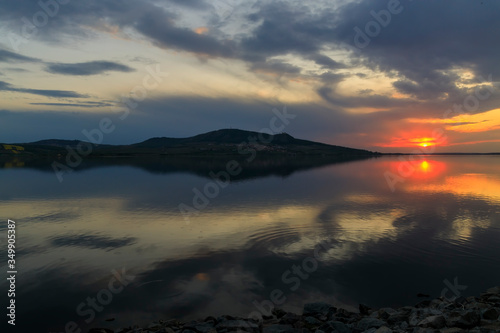 Fototapeta Naklejka Na Ścianę i Meble -  Sunset over Nove Mlyny lake in Palava region, Southern Moravia, Czech Republic