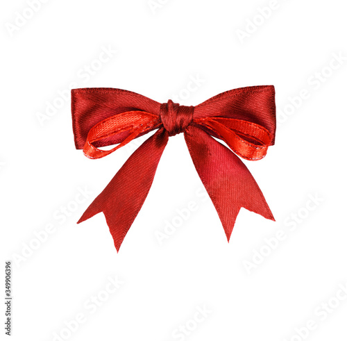 Red bow on white background