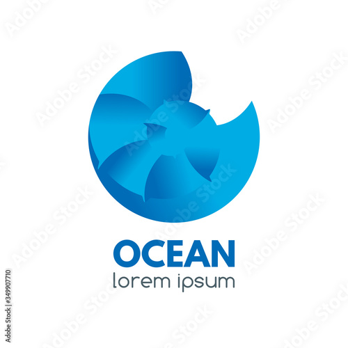 Logo badge with spiral seashell in a circular shape.