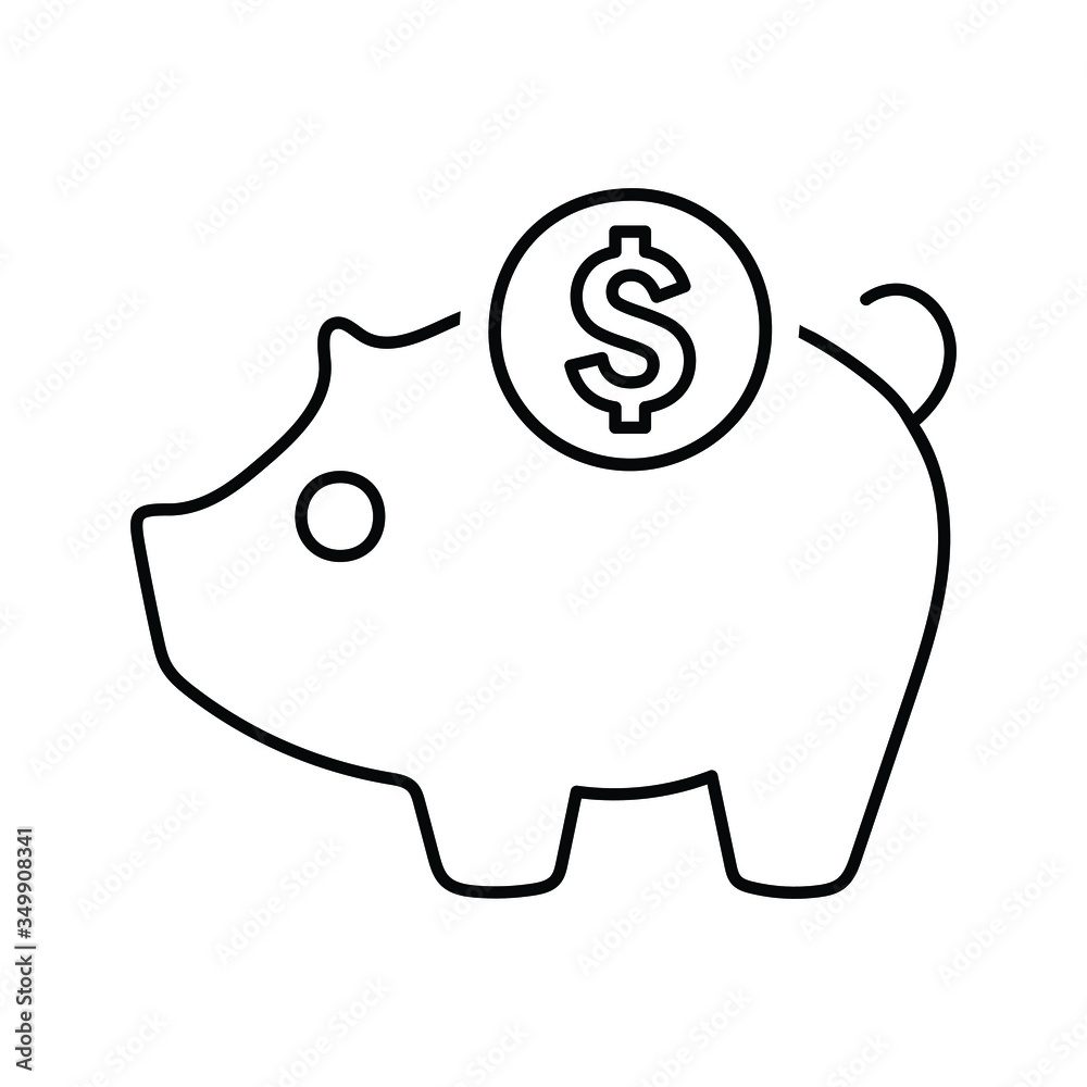 Savings outline icon, deposit, piggy bank, vector graphics Savings outline icon, deposit, piggy bank, vector graphics