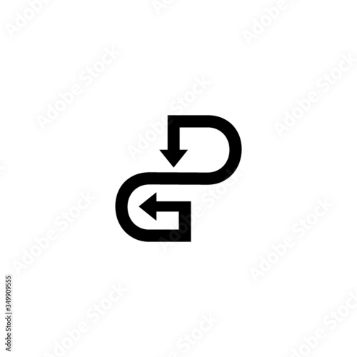 initials G and D logo with arrows
