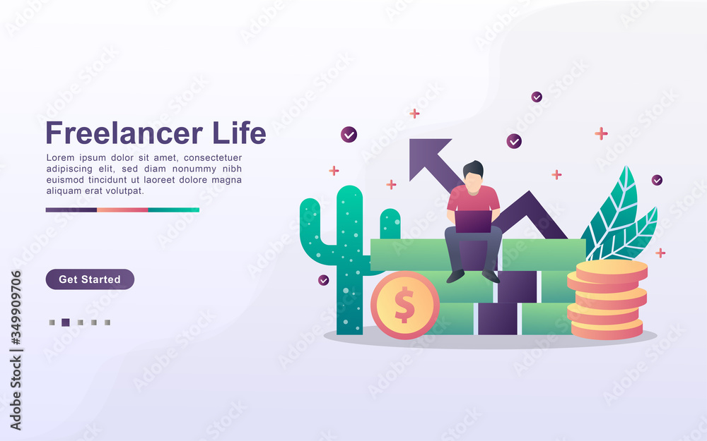 Landing page template of freelancer in gradient effect style