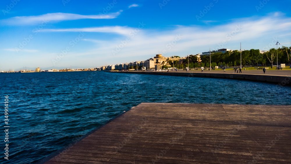 Fototapeta premium Photo of the port of Thessaloniki in Greece and the statue of Alexander the Great