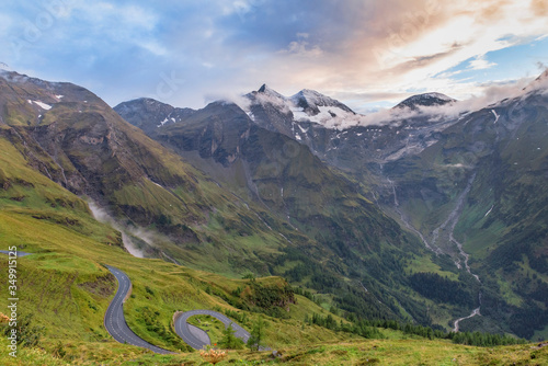 Dangerous curves at Grossglockner alpine pass, Austria