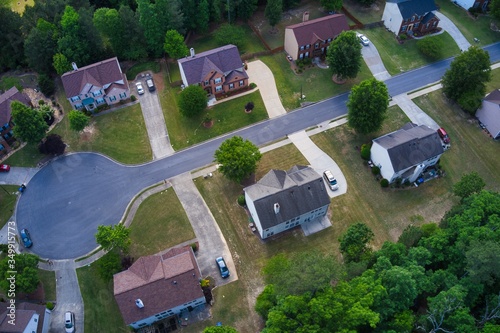 Aerial view of a beautiful sub division in Suburbs of Atlanta , GA USA  photo