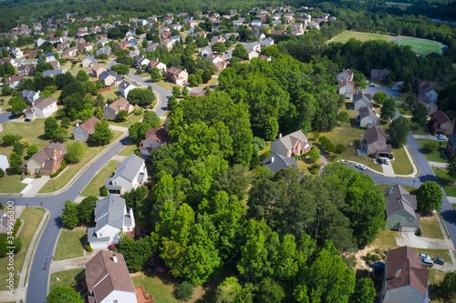 Aerial view of a beautiful sub division in Suburbs of Atlanta , GA USA  photo