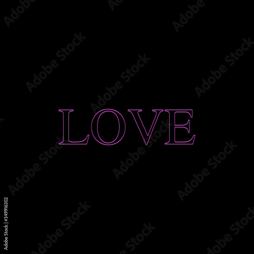 Inscription love on a dark background, feelings, emblem, logo vector illustration
