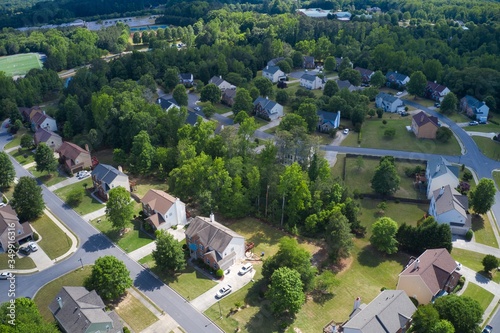 Aerial view of a beautiful sub division in Suburbs of Atlanta , GA USA  photo