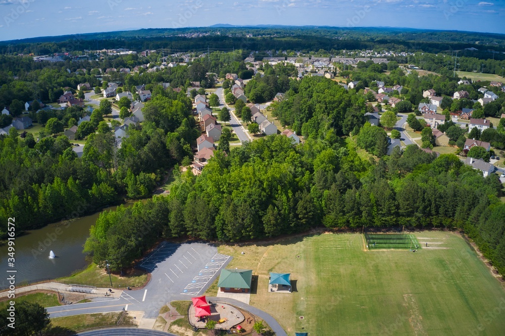 Aerial view of a beautiful sub division in Suburbs of Atlanta , GA USA 