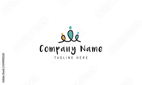 Vector logo on which an abstract image of a family of three people with colored elements.
