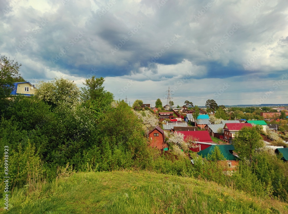 Fototapeta premium clouds in the sky before rain over the countryside