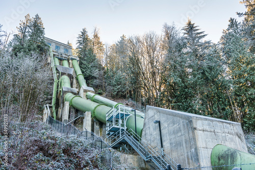 double green penstock for transfer a lot of water for generate electric power. photo