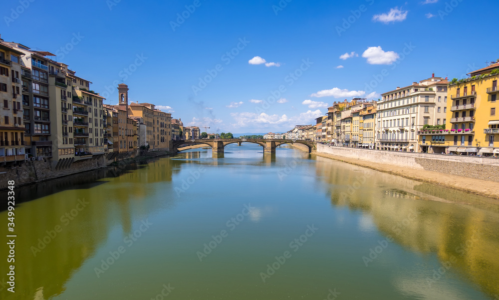 Ponte di Santa Trinita or Holy Trinity Bridge over River Arno in Florence, Tuscany, Italy