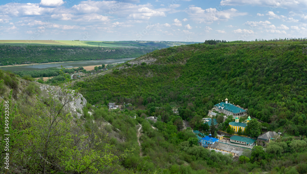 Beautiful panoramic view of the Manastirea Saharna (Holy Trinity Monastery of Saharna), Moldova