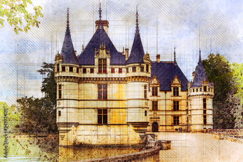Photography Chateau of Azay le Rideau, Loire Valley, France