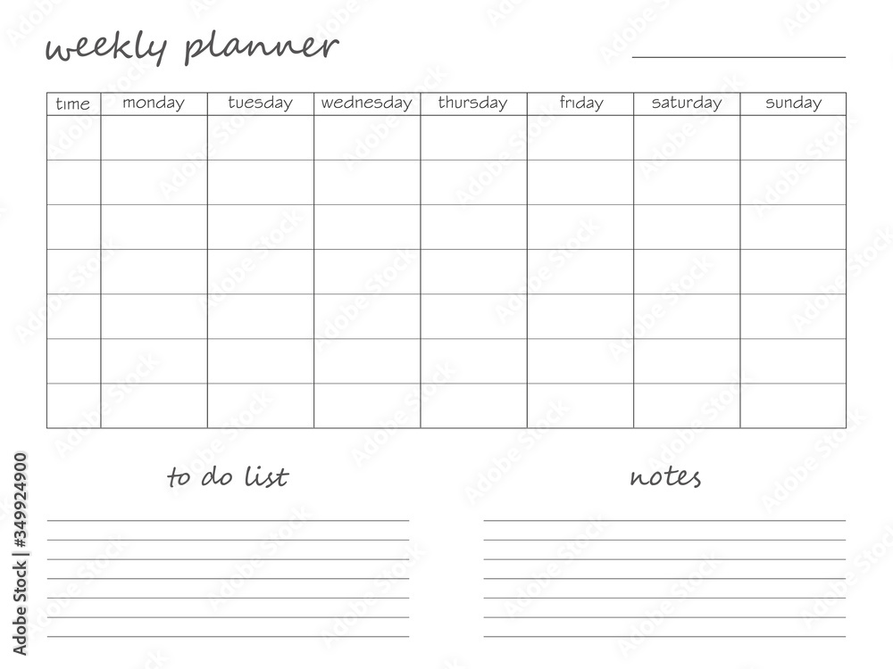 Simple weekly planner on a wihgt background. - obrazy, fototapety, plakaty 