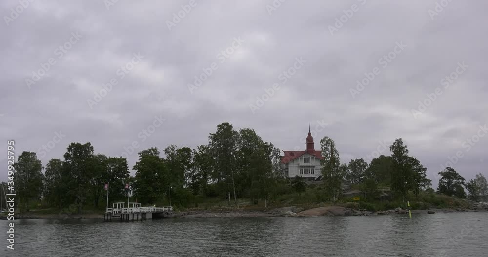 4K Helsinki Baltic Sea Finnish Bay lagoon, yachts, cruise liners view on cloudy summer day video, Luoto Island green park, old beautiful red roof mansion in Finland, northern Europe 4K Helsinki Baltic Sea Finnish Bay lagoon, yachts, cruise liners view on cloudy summer day video, Luoto Island green park, old beautiful red roof mansion in Finland, northern Europe