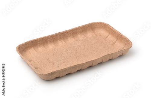 Natural empty pulp paper food tray