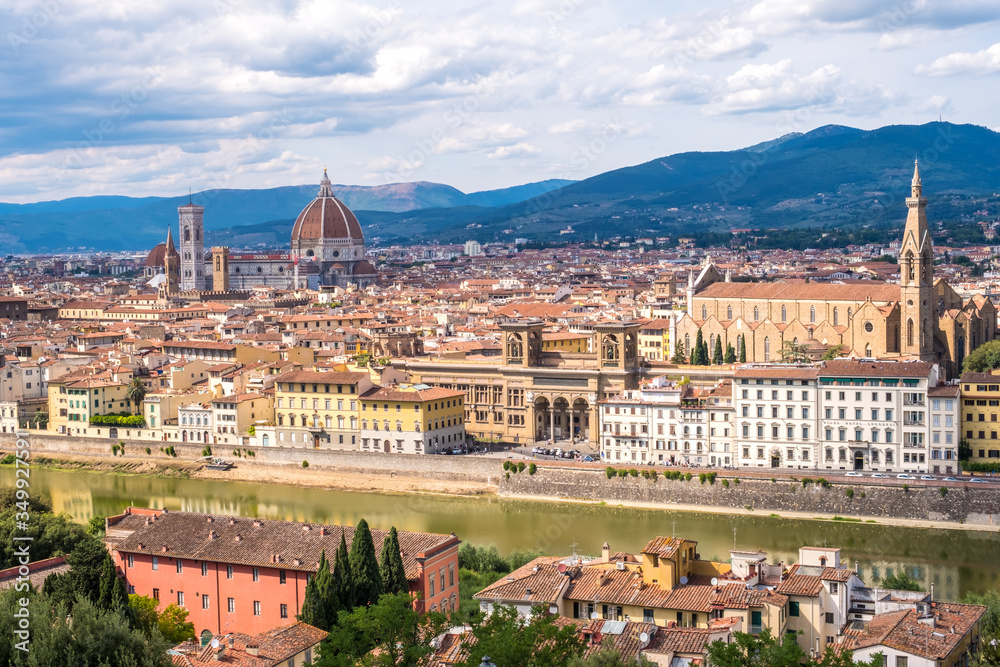 View of Florence Skyline and landscape of Tuscany, Italy
