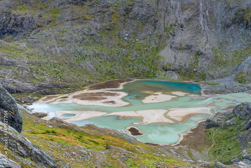 Basins with melted water from the glacier at Grossglockner mountain pass, Austria