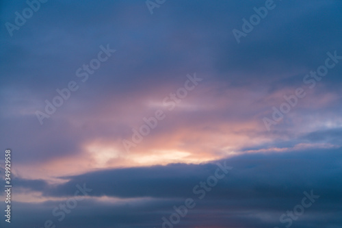 blue sunrise sky background. © checubus