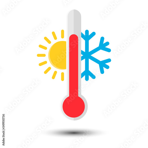 Two thermometers with scale measuring high and low temperature icon isolated on white background. Vector illustration.