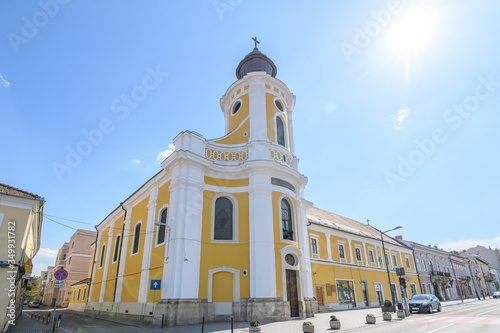 Transfiguration Cathedral or Minorities' Church which is the first christian greek-catholic church in the city built in the 18th century in baroque architectural style on Heroes Boulevard