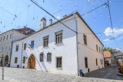 Matei Corvin or Matthias Corvinus Rex's old house curently home of The University of Arts and Design Cluj-Napoca built in the 15th century in gothic style