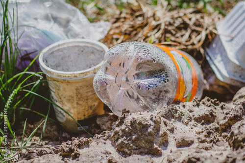 Wallpaper Mural Trash and garbage in the forest, plastic bottles, enviromental pollution concept. Ecological problem, catastrophe, destruction of the ecological system Torontodigital.ca