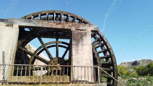 Ancient arabic mill, water noria at Abaran village in Murcia region, Spain Europe. Ruta de las Norias, Noria de la Hoya de Don Garcia photo