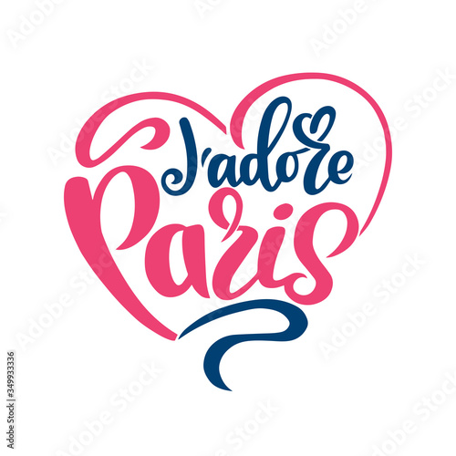 je adore Paris french phrase calligraphy handwriting paris I love you handwritten text isolated on white background, vector.