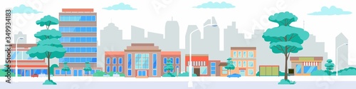 silhouette of the city. clean street vector illustration.