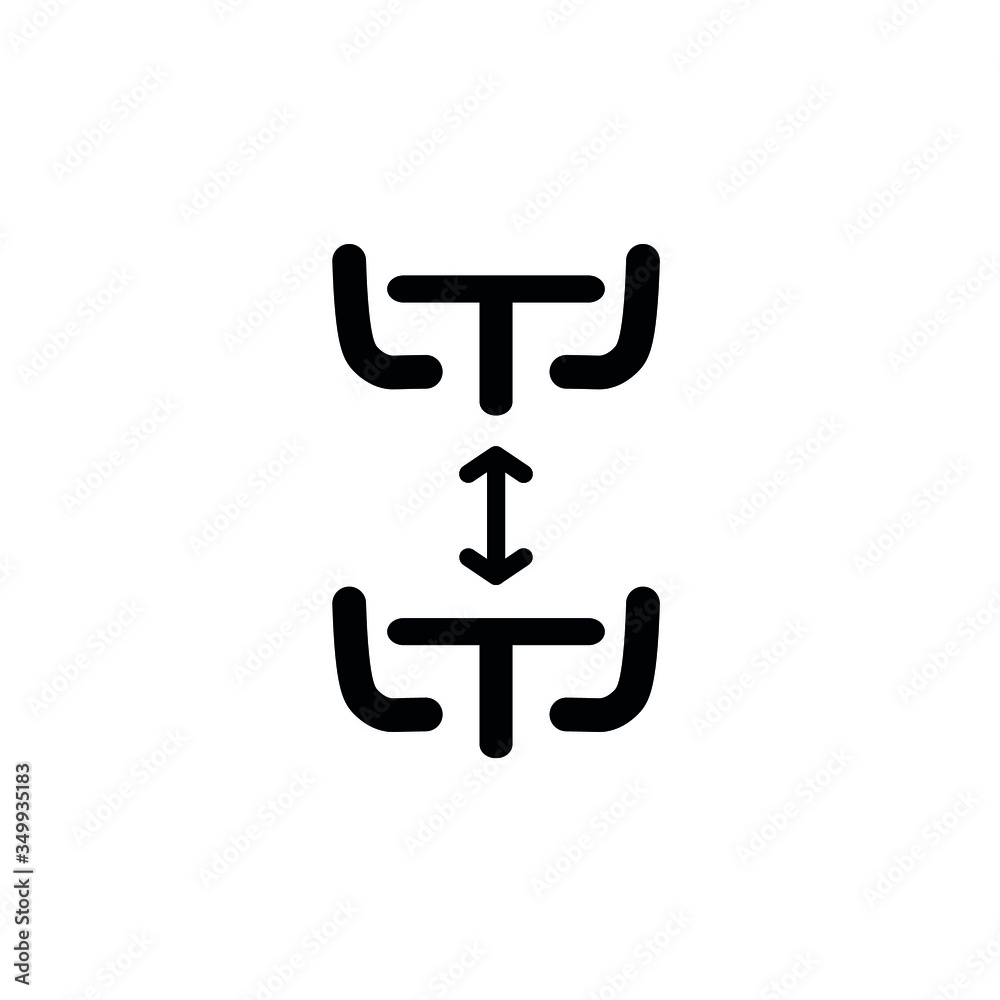 Fototapeta premium Social distancing in cafe. Distance of 1 meter between the tables in cafe or restaurant. Keep a safe simple thin line icon vector illustration.