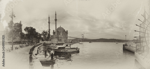 Ortakoy Mosque and  Bosphorus Bridge, Istanbul Turkey photo