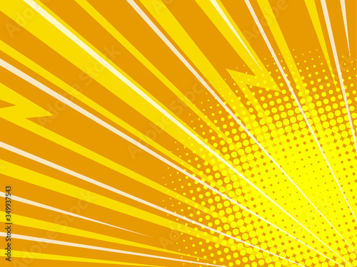yellow zigzag rays pop art background