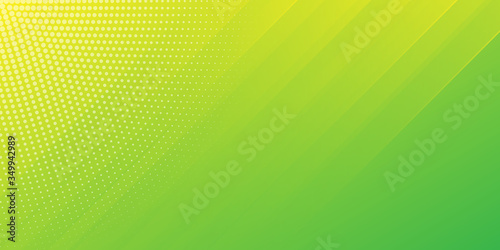Modern abstract background with diagonal lines or stripes and halftone elements and green yellow color gradient with a digital technology theme.