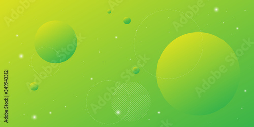 Modern abstract background with circular line elements and yellow green gradient color with the theme of digital technology.