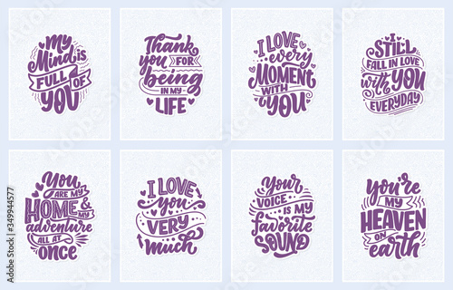 Set with slogans about love...