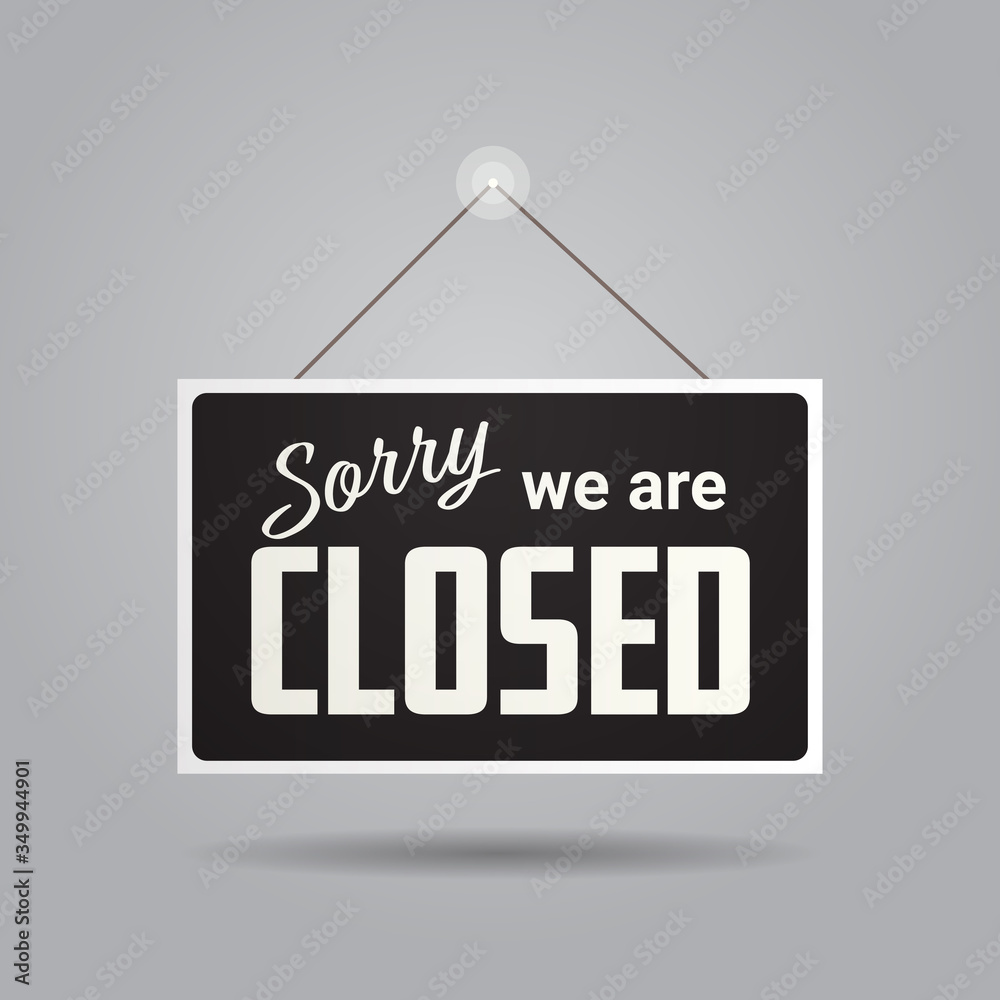 closed sign hanging outside business office store shop or restaurant coronavirus pandemic quarantine bankruptcy commerce crisis concept vector illustration closed sign hanging outside business office store shop or restaurant coronavirus pandemic quarantine bankruptcy commerce crisis concept vector illustration