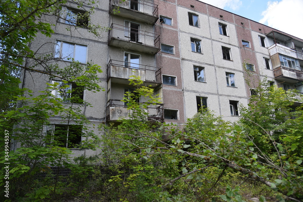 Abandoned Pripyat city at Chernobyl Exclusion Zone. Summer 2019.