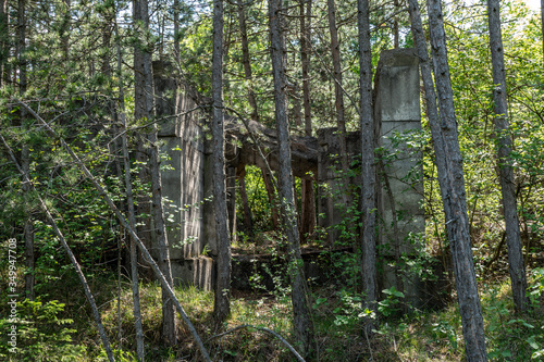 old bunker pieces in the forest