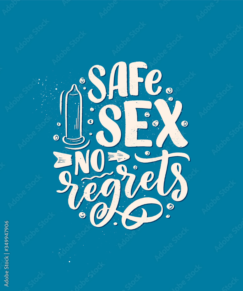 Plakat Safe sex slogan, great design for any purposes. Lettering for World AIDS Day design. Funny print, poster and banner with phraase about condoms. Vector