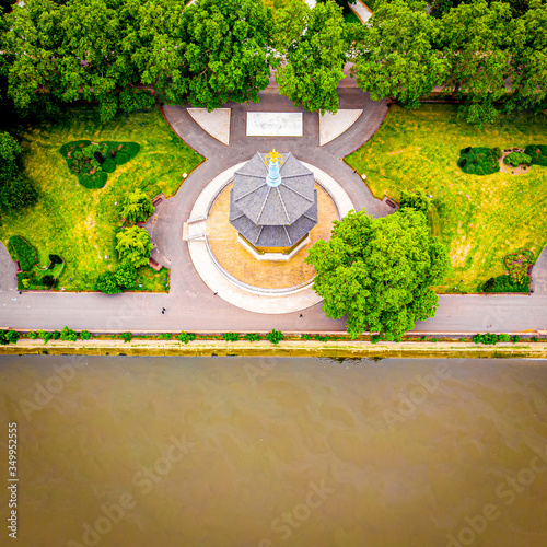 Aerial view of the London Peace Pagoda in central London, UK photo